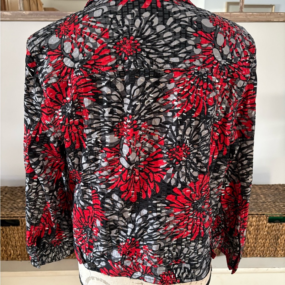 Ruby Rd. Red and Black Patterned Jacket - Picture 2 of 4